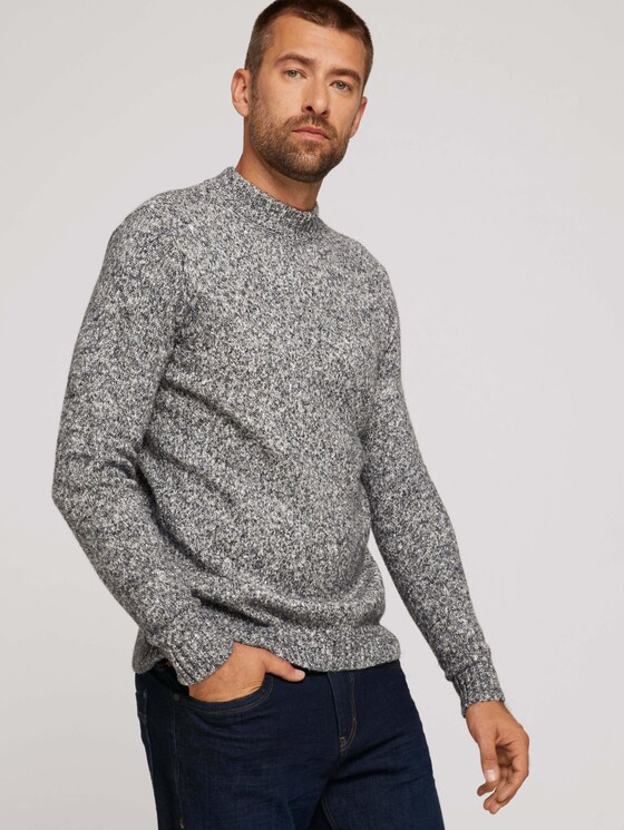strukturierter Pullover - Männer - dark grey white mouline strukturierter Pullover - Männer - dark grey white mouline - 3 - TOM TAILOR