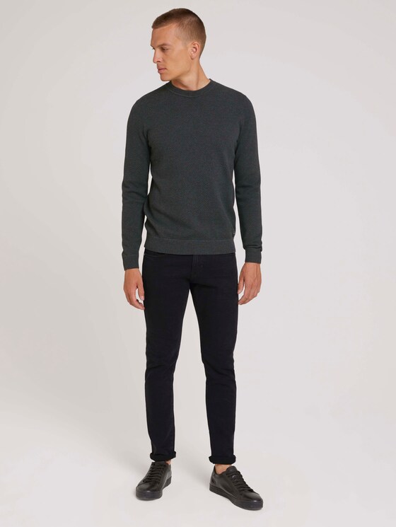 Strukturierter Pullover mit Bio-Baumwolle - Männer - Black Grey Melange Strukturierter Pullover mit Bio-Baumwolle - Männer - Black Grey Melange - 3 - TOM TAILOR