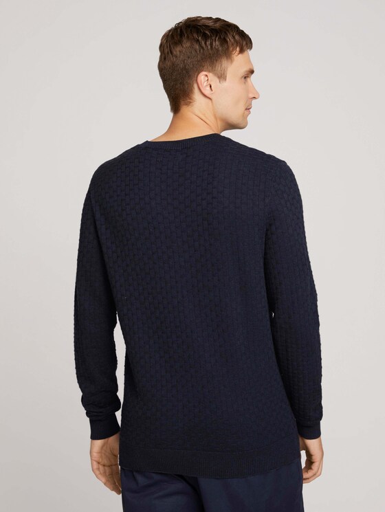 Pullover mit Bio-Baumwolle - Männer - Knitted Navy Melange Pullover mit Bio-Baumwolle - Männer - Knitted Navy Melange - 2 - TOM TAILOR