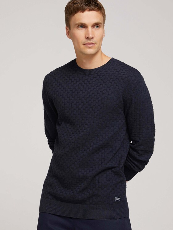Pullover mit Bio-Baumwolle - Männer - Knitted Navy Melange Pullover mit Bio-Baumwolle - Männer - Knitted Navy Melange - 5 - TOM TAILOR