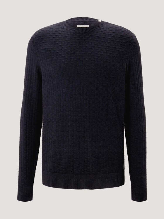 Pullover mit Bio-Baumwolle - Männer - Knitted Navy Melange Pullover mit Bio-Baumwolle - Männer - Knitted Navy Melange - 7 - TOM TAILOR
