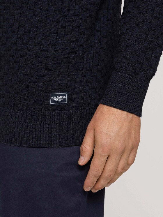 Pullover mit Bio-Baumwolle - Männer - Knitted Navy Melange Pullover mit Bio-Baumwolle - Männer - Knitted Navy Melange - 9 - TOM TAILOR