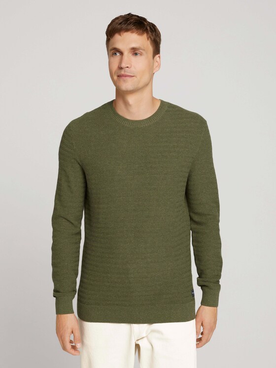 Pullover mit Bio-Baumwolle - Männer - bleak green melange Pullover mit Bio-Baumwolle - Männer - bleak green melange - 1 - TOM TAILOR