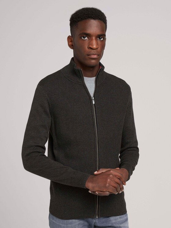 gestructureerde jas van biologisch katoen - Mannen - Black Grey Melange gestructureerde jas van biologisch katoen - Mannen - Black Grey Melange - 1 - TOM TAILOR