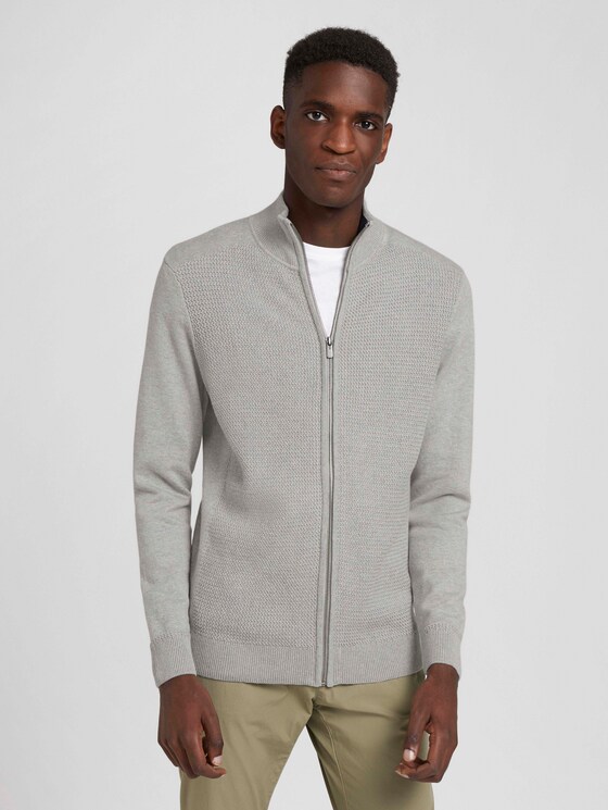 Strukturierte Jacke mit Bio-Baumwolle - Männer - Light Soft Grey Melange Strukturierte Jacke mit Bio-Baumwolle - Männer - Light Soft Grey Melange - 1 - TOM TAILOR