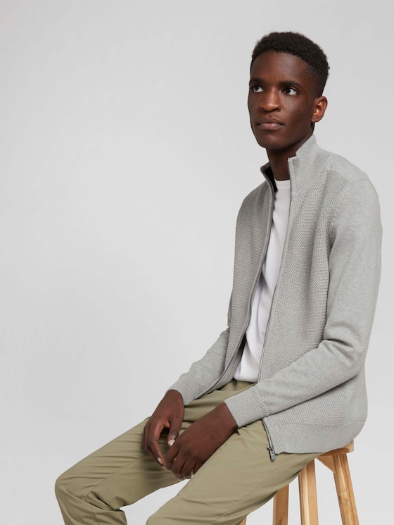 Strukturierte Jacke mit Bio-Baumwolle - Männer - Light Soft Grey Melange Strukturierte Jacke mit Bio-Baumwolle - Männer - Light Soft Grey Melange - 5 - TOM TAILOR
