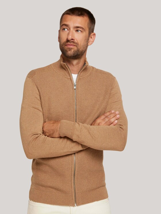 Strukturierte Jacke mit Bio-Baumwolle - Männer - havana brown melange Strukturierte Jacke mit Bio-Baumwolle - Männer - havana brown melange - 1 - TOM TAILOR
