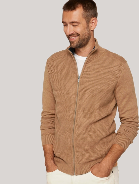 Strukturierte Jacke mit Bio-Baumwolle - Männer - havana brown melange Strukturierte Jacke mit Bio-Baumwolle - Männer - havana brown melange - 5 - TOM TAILOR