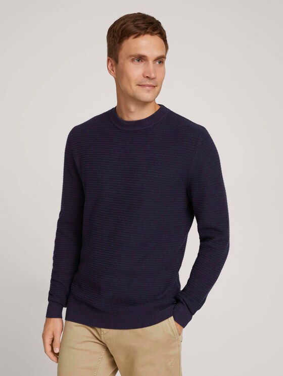Pullover mit LENZING™ ECOVERO™ - Männer - Knitted Navy Melange Pullover mit LENZING™ ECOVERO™ - Männer - Knitted Navy Melange - 1 - TOM TAILOR