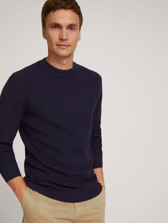 Pullover mit LENZING™ ECOVERO™ - Männer - Knitted Navy Melange Pullover mit LENZING™ ECOVERO™ - Männer - Knitted Navy Melange - 5 - TOM TAILOR