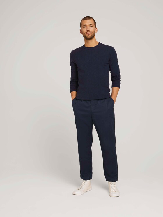 Melierter Strickpullover mit TENCEL™ Lyocell - Männer - Knitted Navy Melange Melierter Strickpullover mit TENCEL™ Lyocell - Männer - Knitted Navy Melange - 3 - TOM TAILOR