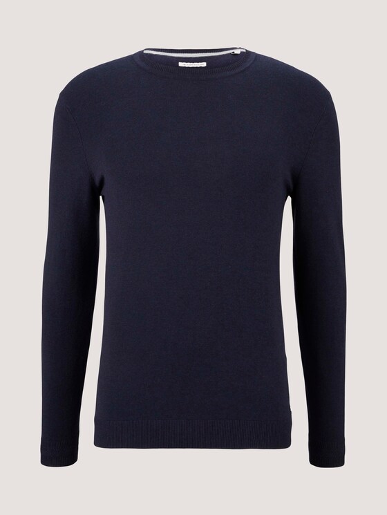 Melierter Strickpullover mit TENCEL™ Lyocell - Männer - Knitted Navy Melange Melierter Strickpullover mit TENCEL™ Lyocell - Männer - Knitted Navy Melange - 7 - TOM TAILOR