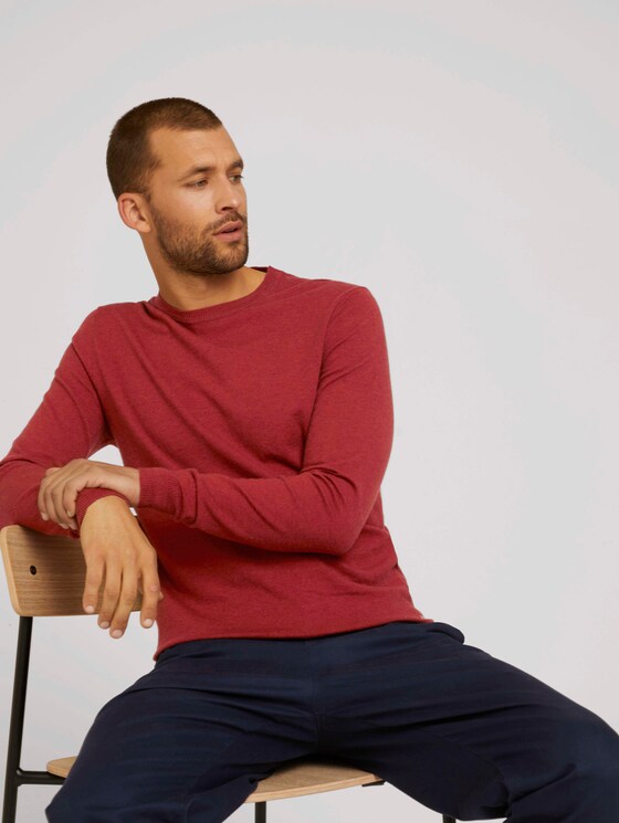 Melierter Strickpullover mit TENCEL™ Lyocell - Männer - spicy chocolate melange Melierter Strickpullover mit TENCEL™ Lyocell - Männer - spicy chocolate melange - 5 - TOM TAILOR