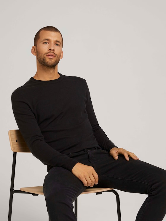 Mottled knit sweater - Men - Black Mottled knit sweater - Men - Black - 5 - TOM TAILOR