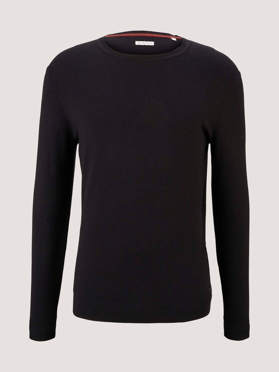 Mottled knit sweater - Men - Black Mottled knit sweater - Men - Black - 7 - TOM TAILOR