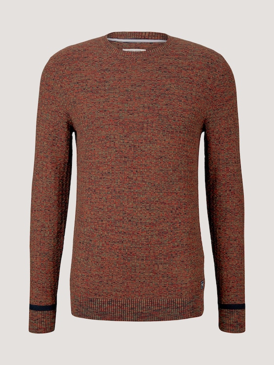 Pullover aus Bio-Baumwolle - Männer - navy red olive mouline Pullover aus Bio-Baumwolle - Männer - navy red olive mouline - 7 - TOM TAILOR