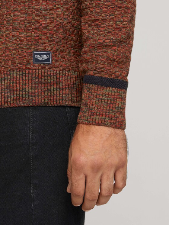 Pullover aus Bio-Baumwolle - Männer - navy red olive mouline Pullover aus Bio-Baumwolle - Männer - navy red olive mouline - 9 - TOM TAILOR