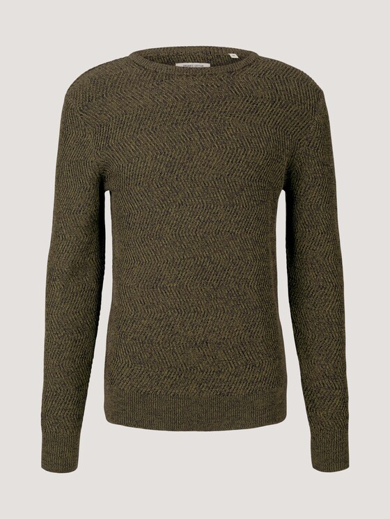 Organic cotton sweater - Men - olive navy mouline Organic cotton sweater - Men - olive navy mouline - 7 - TOM TAILOR