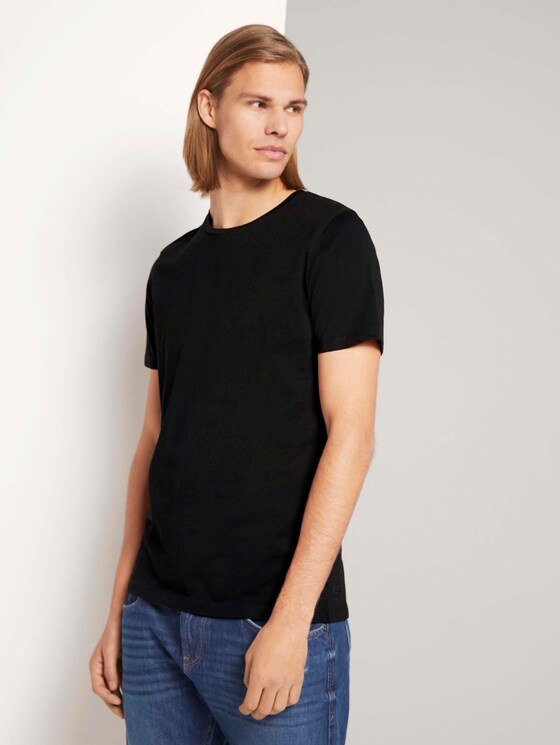 Basic T-Shirt im Dreierpack - Männer - Black Basic T-Shirt im Dreierpack - Männer - Black - 55 - TOM TAILOR Denim