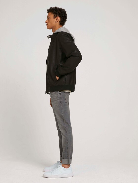 leather jacket with a hood - Men - Black leather jacket with a hood - Men - Black - 3 - TOM TAILOR Denim
