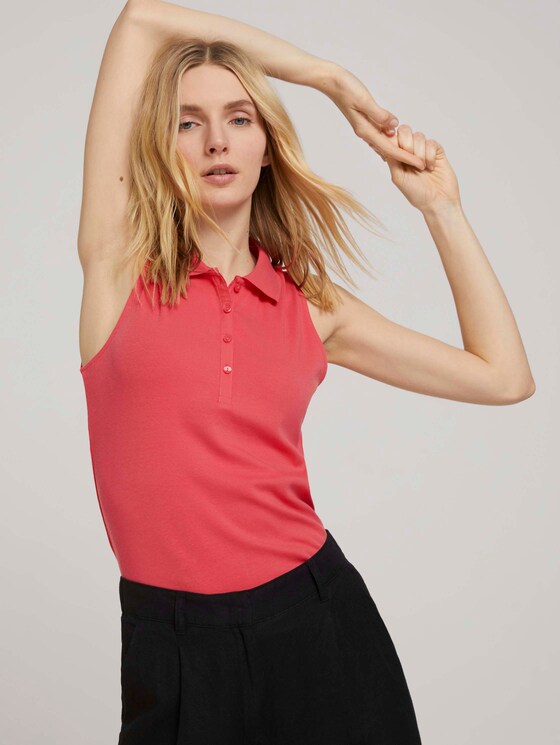 Ärmelloses Poloshirt mit Bio-Baumwolle - Frauen - flamingo flower Ärmelloses Poloshirt mit Bio-Baumwolle - Frauen - flamingo flower - 5 - TOM TAILOR
