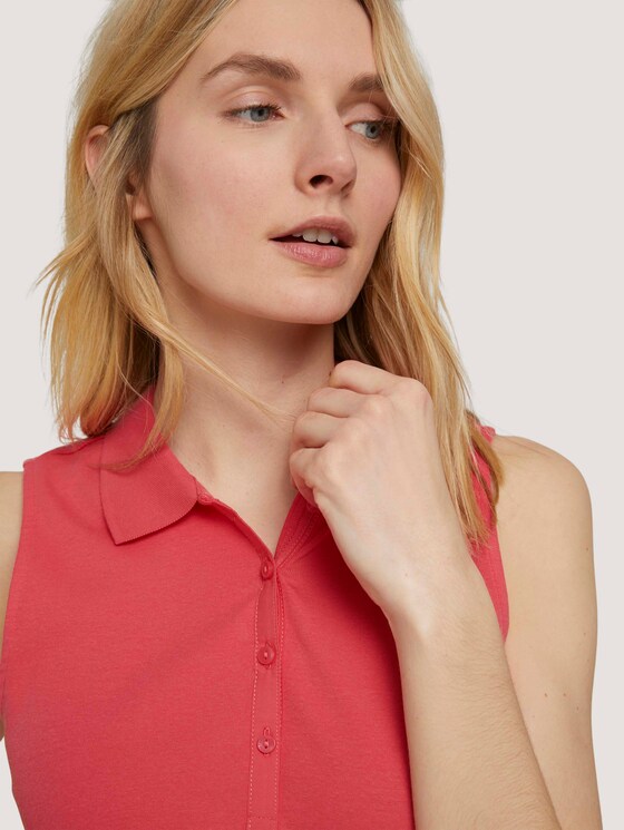 Ärmelloses Poloshirt mit Bio-Baumwolle - Frauen - flamingo flower Ärmelloses Poloshirt mit Bio-Baumwolle - Frauen - flamingo flower - 9 - TOM TAILOR