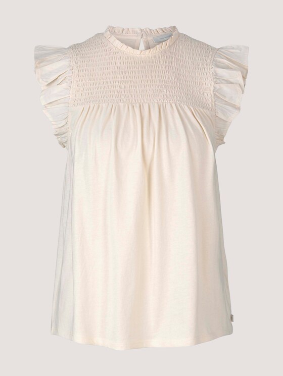 Ruffled top with flounces - Women - soft creme beige Ruffled top with flounces - Women - soft creme beige - 7 - TOM TAILOR Denim