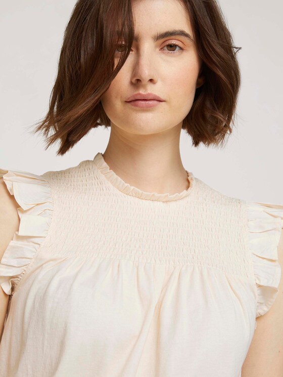 Ruffled top with flounces - Women - soft creme beige Ruffled top with flounces - Women - soft creme beige - 9 - TOM TAILOR Denim