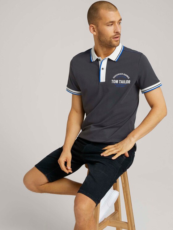 Poloshirt mit Print - Männer - Tarmac Grey Poloshirt mit Print - Männer - Tarmac Grey - 5 - TOM TAILOR