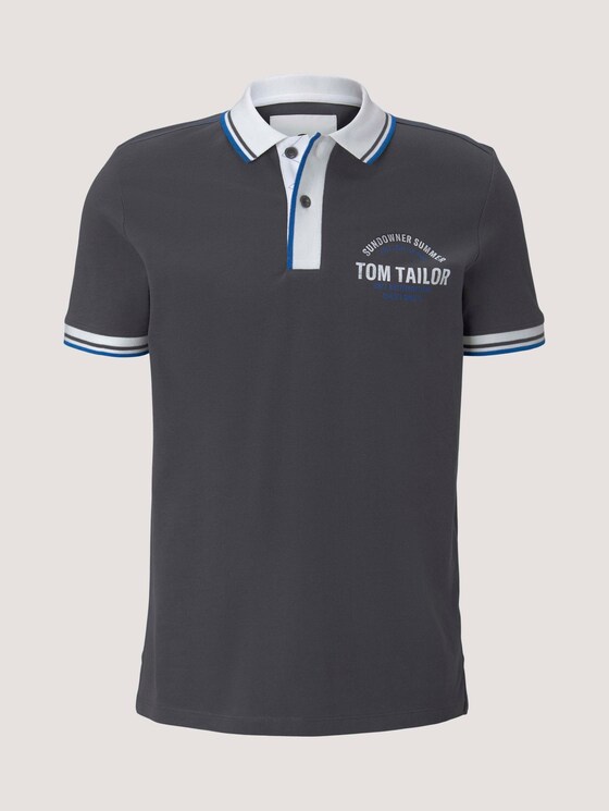 Poloshirt mit Print - Männer - Tarmac Grey Poloshirt mit Print - Männer - Tarmac Grey - 7 - TOM TAILOR