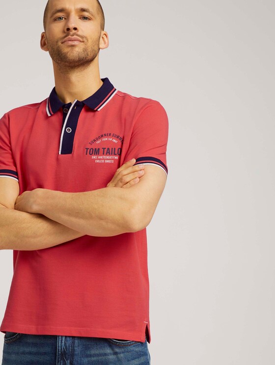 Poloshirt met print - Mannen - Plain Red Poloshirt met print - Mannen - Plain Red - 10 - TOM TAILOR