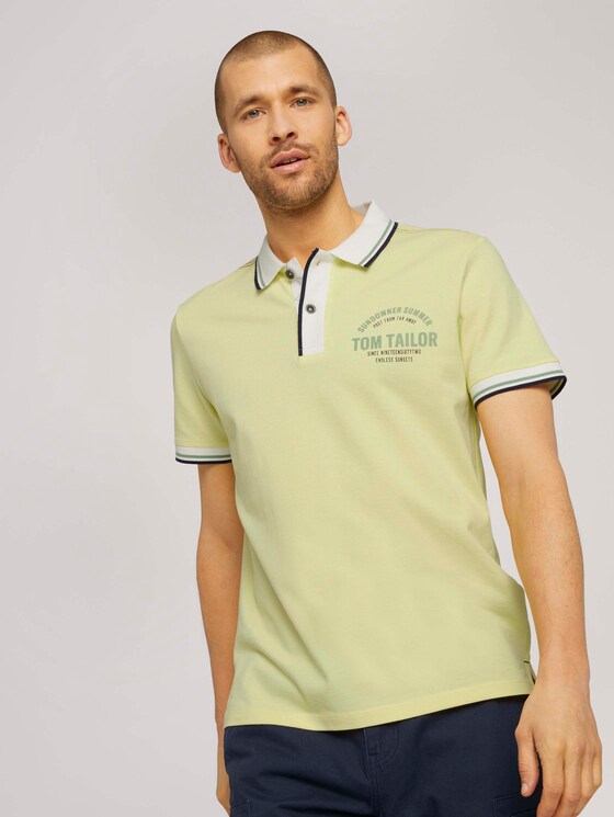 Poloshirt mit Print - Männer - pale straw yellow Poloshirt mit Print - Männer - pale straw yellow - 5 - TOM TAILOR
