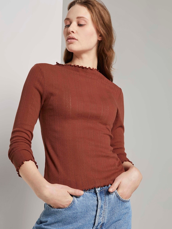 strukturiertes Langarmshirt - Frauen - Rust Orange strukturiertes Langarmshirt - Frauen - Rust Orange - 5 - TOM TAILOR Denim