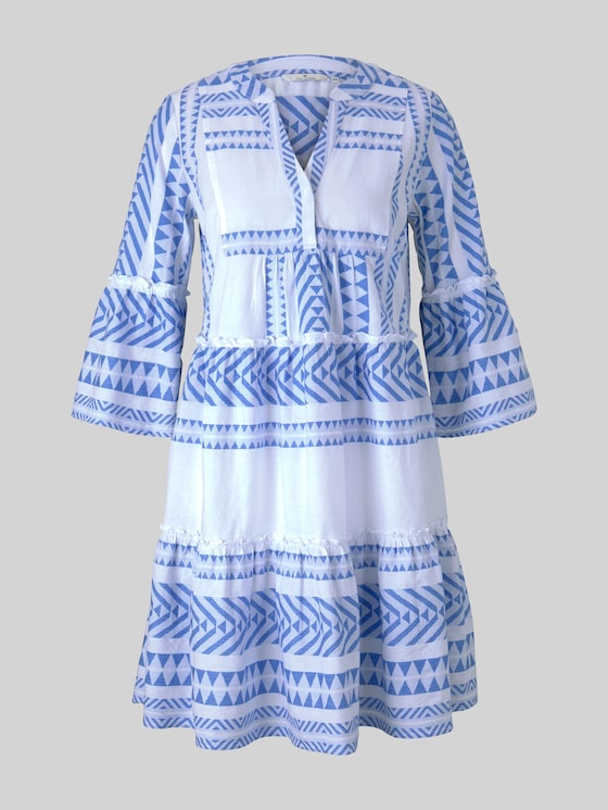 Gemustertes Boho-Kleid mit Volants von 