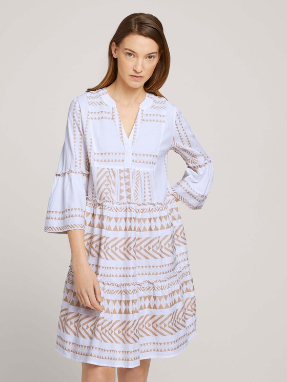 Gemustertes Boho-Kleid mit Volants - Frauen - desert linen Gemustertes Boho-Kleid mit Volants - Frauen - desert linen - 1 - TOM TAILOR