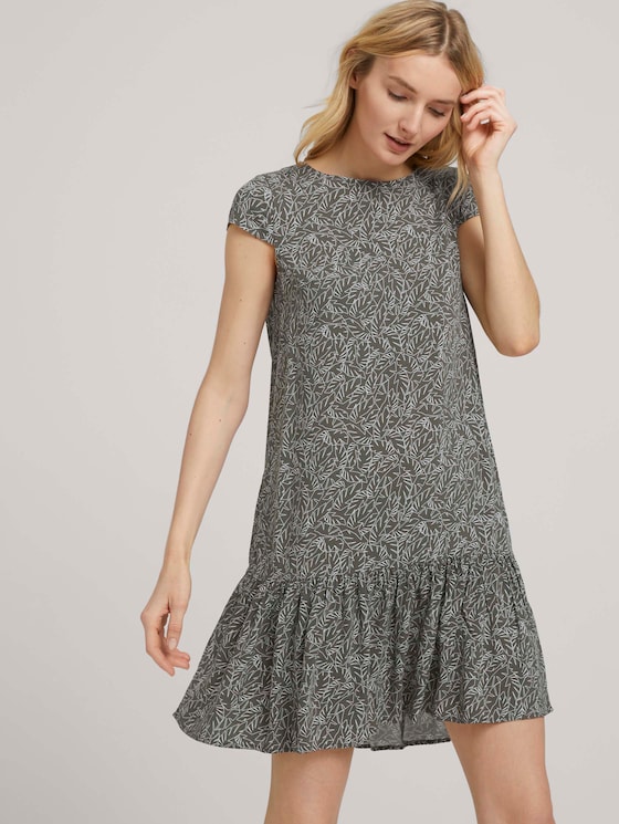 Kurzes Kleid mit Volant - Frauen - khaki white outline leaves Kurzes Kleid mit Volant - Frauen - khaki white outline leaves - 5 - TOM TAILOR