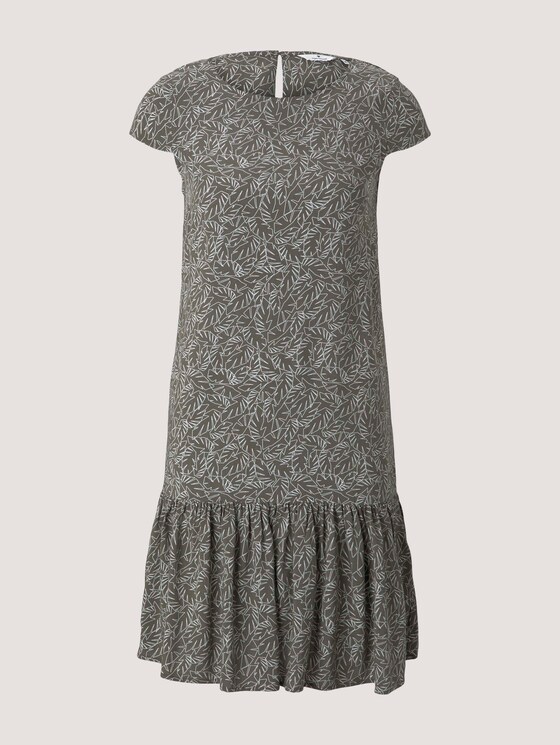 Kurzes Kleid mit Volant - Frauen - khaki white outline leaves Kurzes Kleid mit Volant - Frauen - khaki white outline leaves - 7 - TOM TAILOR