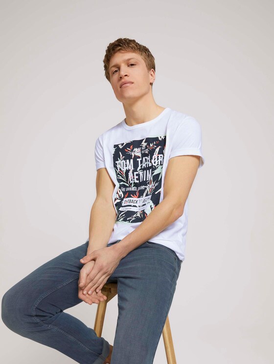Print T-Shirt mit Bio-Baumwolle - Männer - White Print T-Shirt mit Bio-Baumwolle - Männer - White - 5 - TOM TAILOR Denim