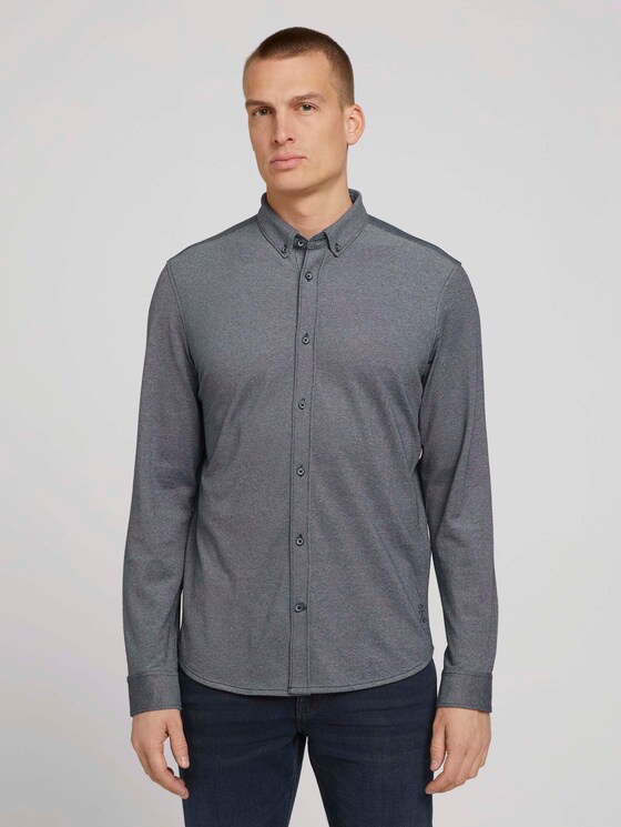 Overhemd getextureerd - Mannen - sailor blue two tone pique Overhemd getextureerd - Mannen - sailor blue two tone pique - 1 - TOM TAILOR