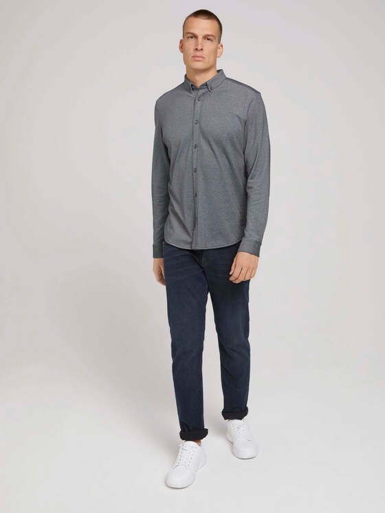 Overhemd getextureerd - Mannen - sailor blue two tone pique Overhemd getextureerd - Mannen - sailor blue two tone pique - 3 - TOM TAILOR