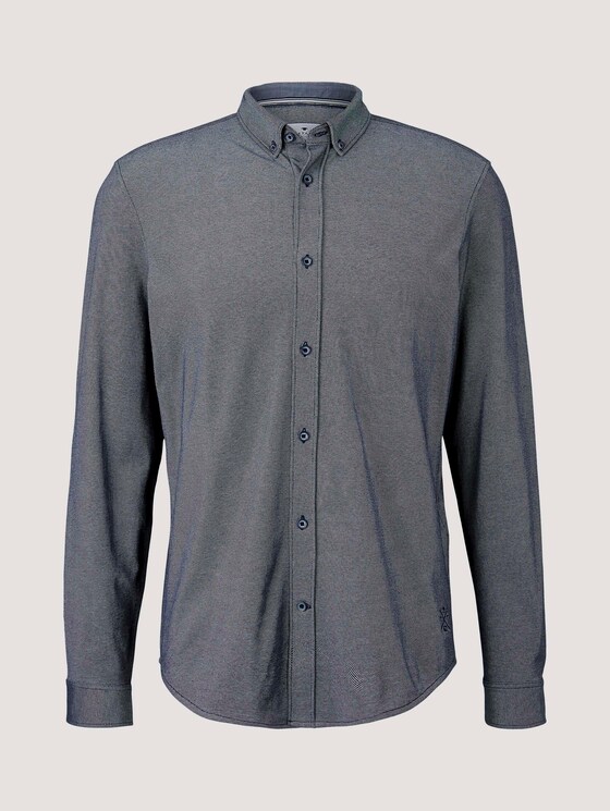 Overhemd getextureerd - Mannen - sailor blue two tone pique Overhemd getextureerd - Mannen - sailor blue two tone pique - 7 - TOM TAILOR