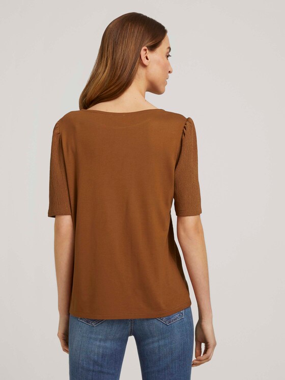 Halbarm Shirt mit Strukturmuster - Frauen - Caramel Brown Halbarm Shirt mit Strukturmuster - Frauen - Caramel Brown - 2 - TOM TAILOR