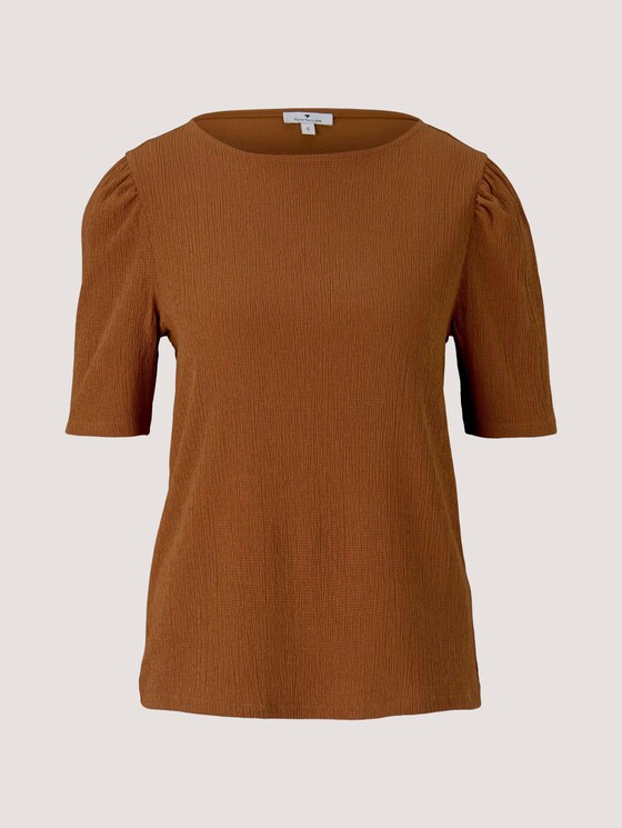 Halbarm Shirt mit Strukturmuster - Frauen - Caramel Brown Halbarm Shirt mit Strukturmuster - Frauen - Caramel Brown - 7 - TOM TAILOR