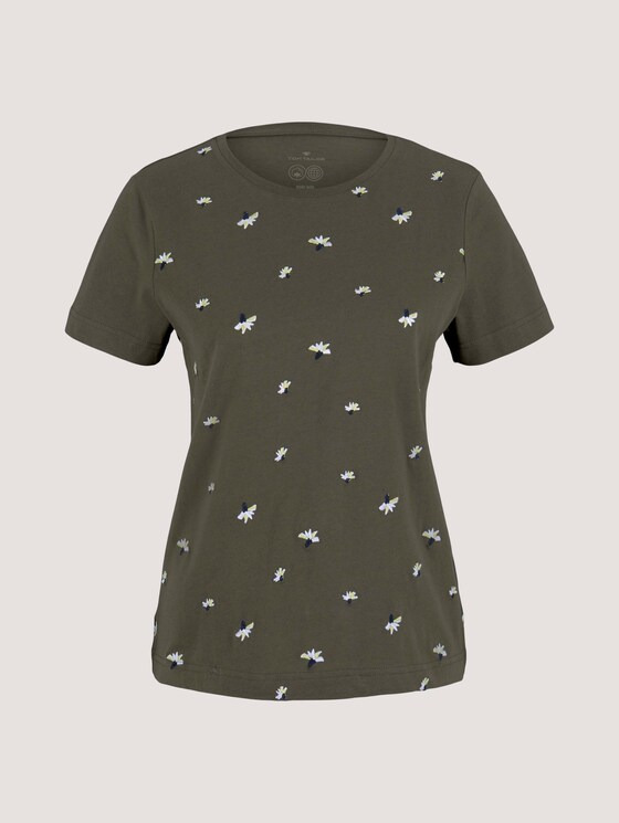 T-Shirt mit Bio-Baumwolle - Frauen - khaki floral embroidery T-Shirt mit Bio-Baumwolle - Frauen - khaki floral embroidery - 7 - TOM TAILOR
