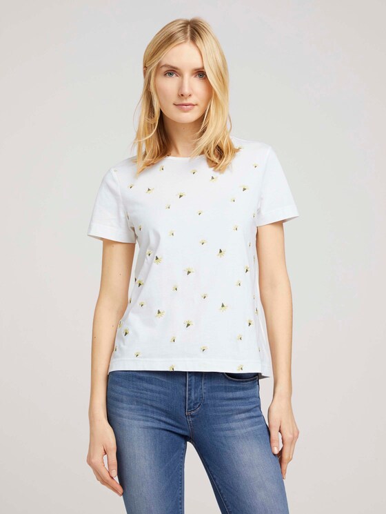 T-Shirt mit Bio-Baumwolle - Frauen - offwhite floral embroidery T-Shirt mit Bio-Baumwolle - Frauen - offwhite floral embroidery - 1 - TOM TAILOR