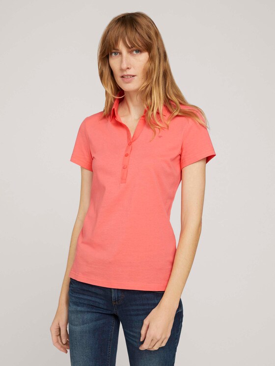 Poloshirt mit kleinem Logoprint - Frauen - strong peach tone Poloshirt mit kleinem Logoprint - Frauen - strong peach tone - 1 - TOM TAILOR