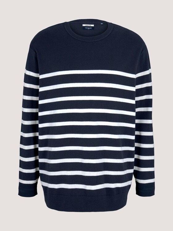 gestreiftes Sweatshirt mit Bio-Baumwolle - Männer - Blue White Stripe gestreiftes Sweatshirt mit Bio-Baumwolle - Männer - Blue White Stripe - 7 - Men Plus