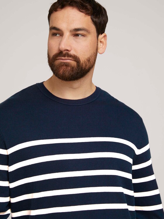 gestreiftes Sweatshirt mit Bio-Baumwolle - Männer - Blue White Stripe gestreiftes Sweatshirt mit Bio-Baumwolle - Männer - Blue White Stripe - 9 - Men Plus
