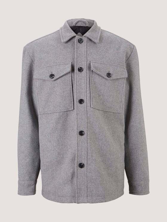 Regular fit shirt jacket with chest pockets - Men - cosy grey melange Regular fit shirt jacket with chest pockets - Men - cosy grey melange - 7 - TOM TAILOR Denim