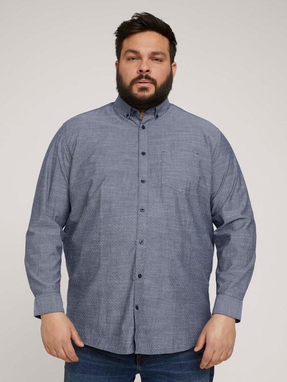 Hemd mit Bio-Baumwolle - Männer - navy white scattered design Hemd mit Bio-Baumwolle - Männer - navy white scattered design - 1 - Men Plus